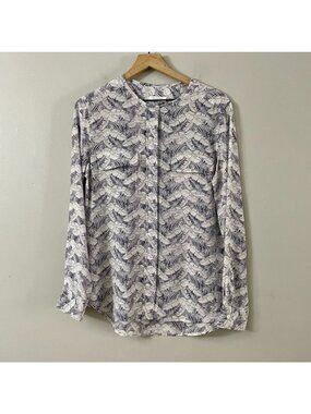 Equipment Femme Silk Palm Print Button Down Top